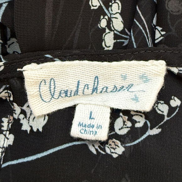Cloud Chaser Sheer Black Floral Blouse with Tie Sleeves (L) - Picture 5 of 7